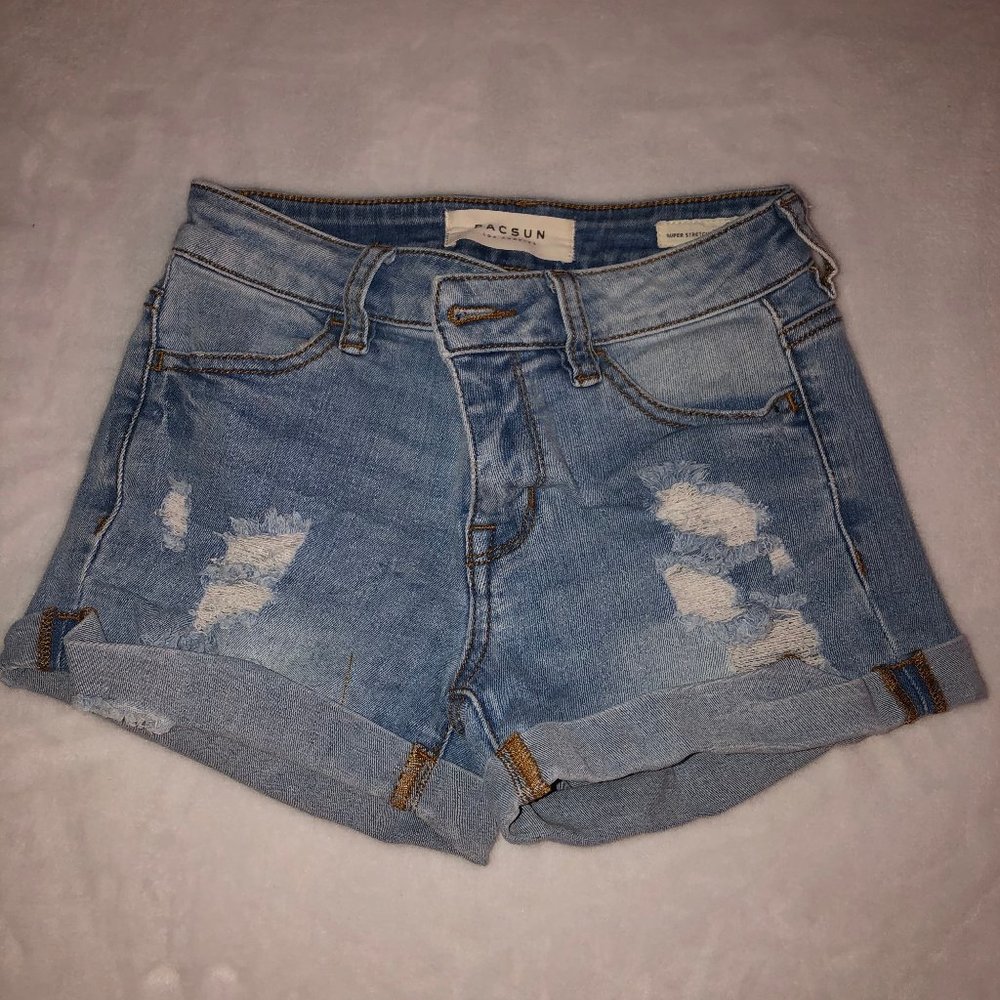 Light Denim Super Stretchy Shortie Shorts